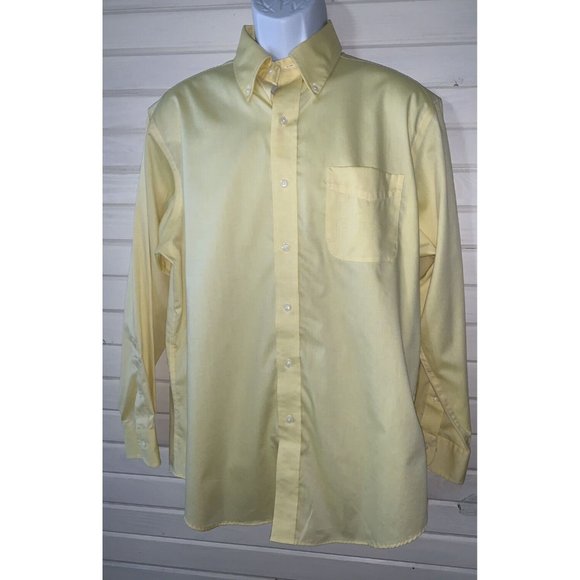 LAUREN Ralph Lauren Dress Shirt Sz 16 33/33 Yellow Button-Up Non Iron *VGUC - Picture 2 of 10